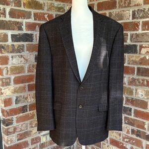 Lauren Ralph Lauren Green Label Men's Brown Plaid Blazer 44R 100% wool